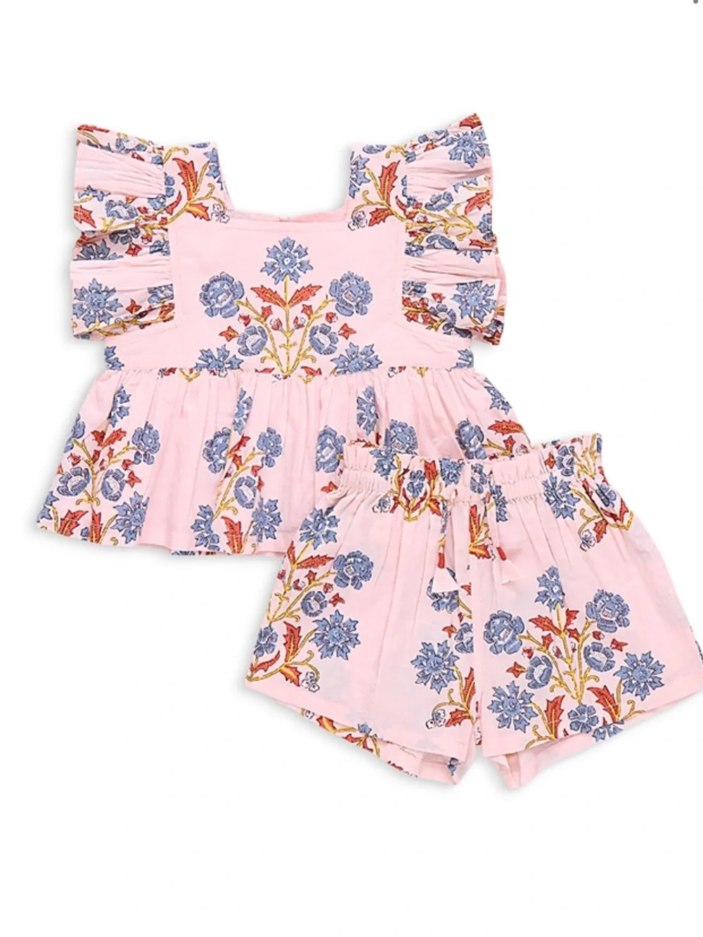 Pink Chicken Girls Elise Floral Shorts Set, size 6Y